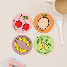 Load image into Gallery viewer, Say It With Fruit Set Of Four Coasters