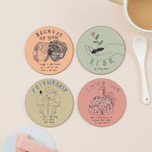 Load image into Gallery viewer, Friendship Quotes Set of Four Coasters