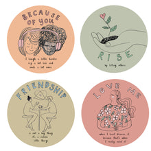 Load image into Gallery viewer, Friendship Quotes Set of Four Coasters