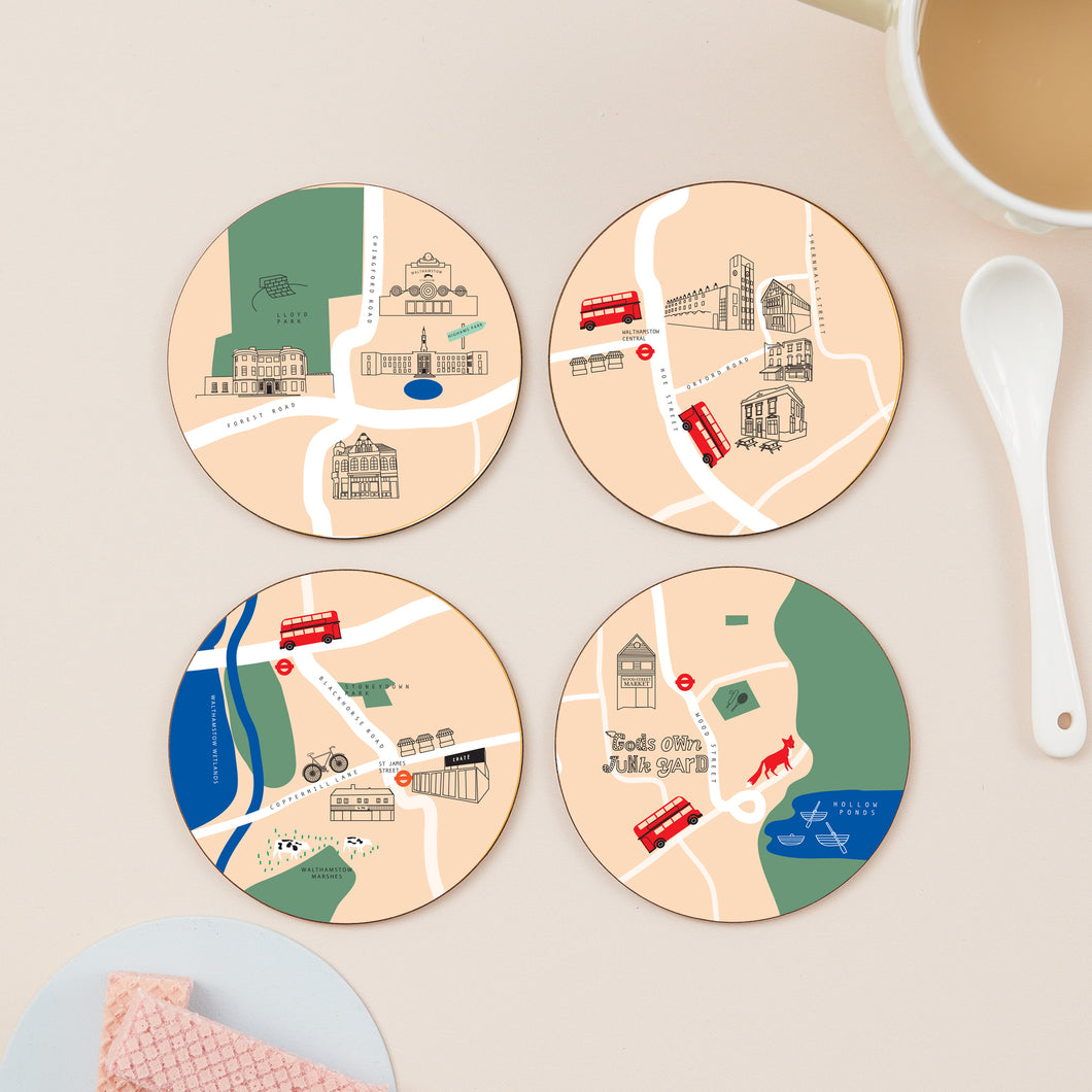 Walthamstow Map Set Of Four Coasters
