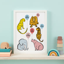 Load image into Gallery viewer, Be Kind Be Brave Animal Balloon Print