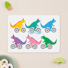 Load image into Gallery viewer, Cycling Dinosaurs Children&#39;s Placemat
