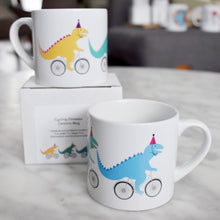 Load image into Gallery viewer, Cycling Dinosaurs.. Children's Mug