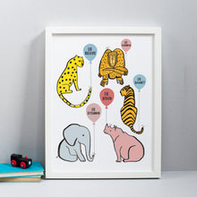 Load image into Gallery viewer, Be Kind Be Brave Animal Balloon Print