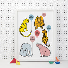 Load image into Gallery viewer, Be Kind Be Brave Animal Balloon Print