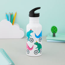 Load image into Gallery viewer, Cycling Dinosaur Personalised Water Bottle