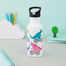 Load image into Gallery viewer, Cycling Dinosaur Personalised Water Bottle