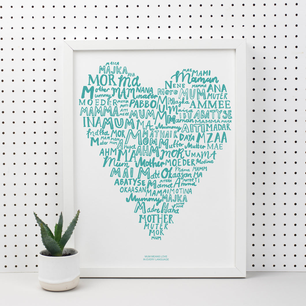 Mum Means Love In Every Language Print