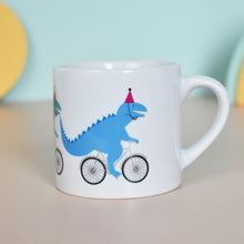 Load image into Gallery viewer, Cycling Dinosaurs.. Children&#39;s Mug
