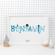 Load image into Gallery viewer, Personalised Children's Name Print With Animal Characters