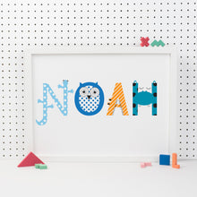 Load image into Gallery viewer, Personalised Children's Name Print With Animal Characters