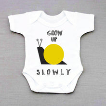 Load image into Gallery viewer, Grow Up Slowly Yellow Babygrow
