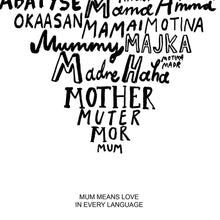 Load image into Gallery viewer, Mum Means Love In Every Language Print