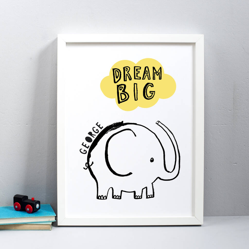 Personalised Dream Big Elephant Print