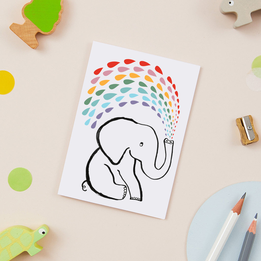 Elephant Rainbow Greeting Card