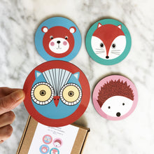 Load image into Gallery viewer, Colourful Woodland Set Of Four Coasters