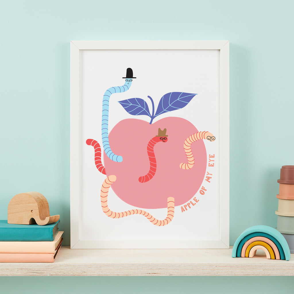 Apple of My Eye Worm Print