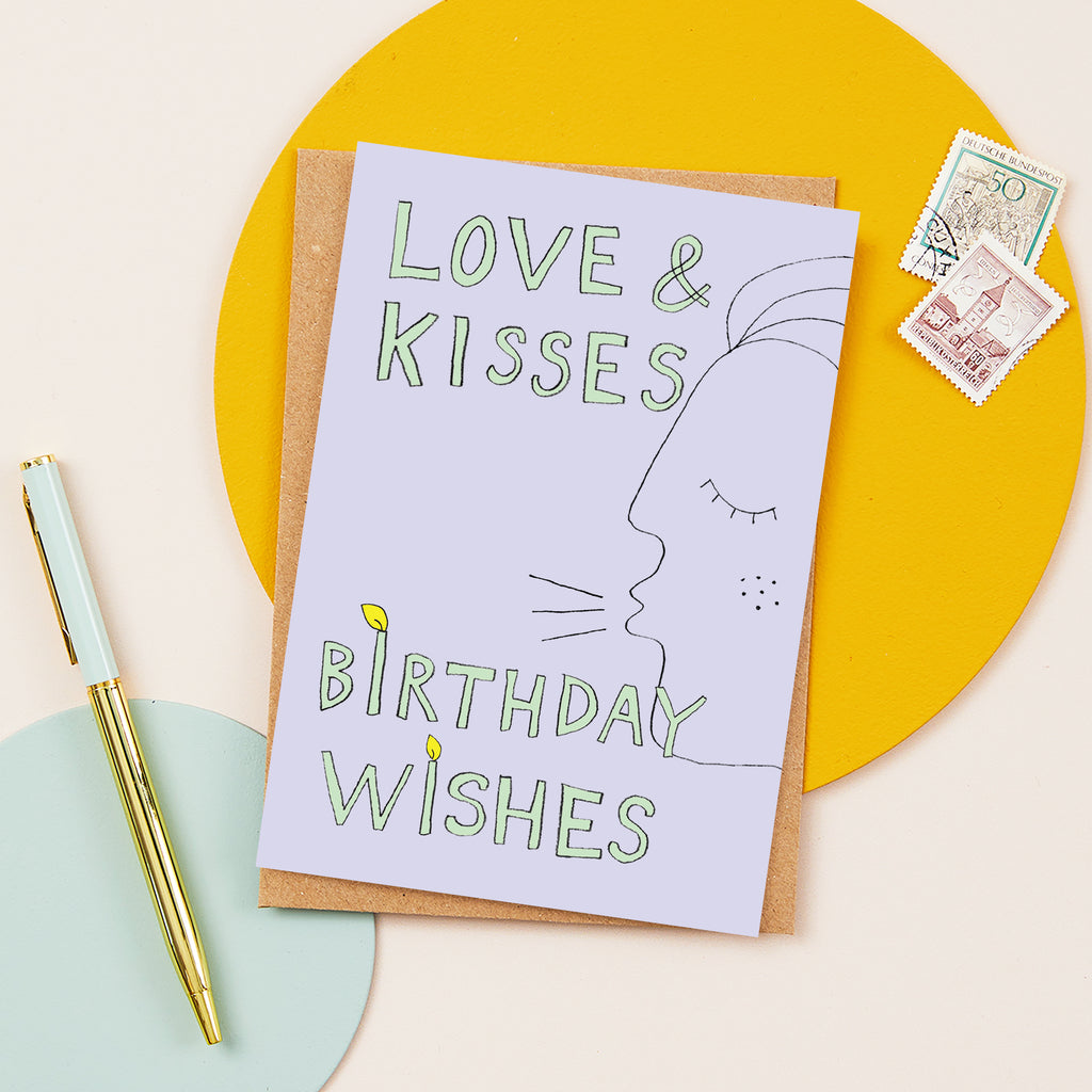 Love & Kisses Birthday Wishes Card