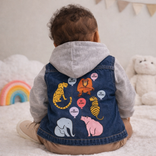 Load image into Gallery viewer, Animal Balloon Denim Jacket with Hood
