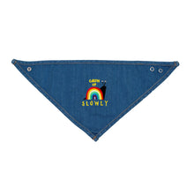 Load image into Gallery viewer, Grow Up Slowly Rainbow Snail Denim Bib
