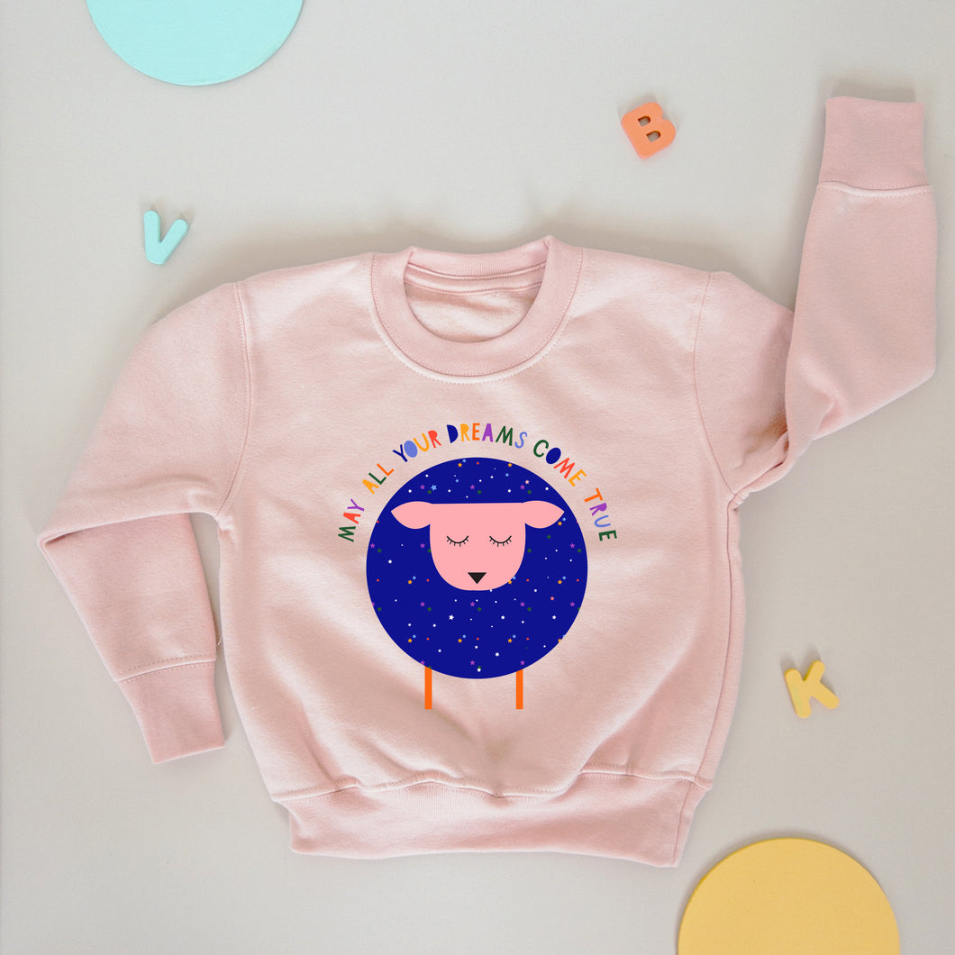 May All Your Dreams Come True Sweatshirt In Dusky Pink