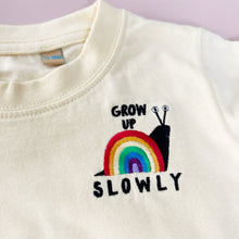 Load image into Gallery viewer, Pale Yellow Grow Up Slowly Embroidered T-shirt
