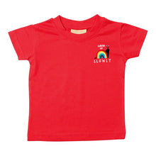 Load image into Gallery viewer, Red Grow Up Slowly Embroidered T-shirt
