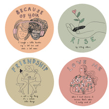 Load image into Gallery viewer, Friendship Quotes Set of Four Coasters
