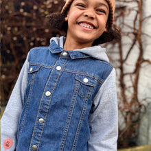 Load image into Gallery viewer, Animal Balloon Denim Jacket with Hood
