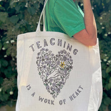 Load image into Gallery viewer, Teachers Gift Floral Heart Tote Bag
