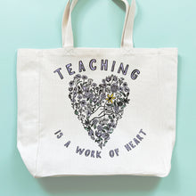 Load image into Gallery viewer, Teachers Gift Floral Heart Tote Bag
