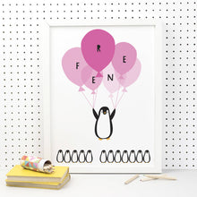 Load image into Gallery viewer, Personalised Flying Penguin Print
