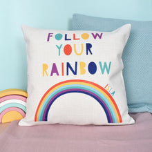 Load image into Gallery viewer, Follow Your Dreams Rainbow Cushion
