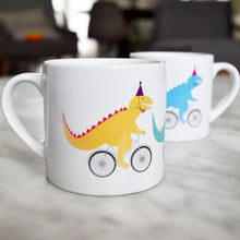 Load image into Gallery viewer, Cycling Dinosaurs.. Children&#39;s Mug
