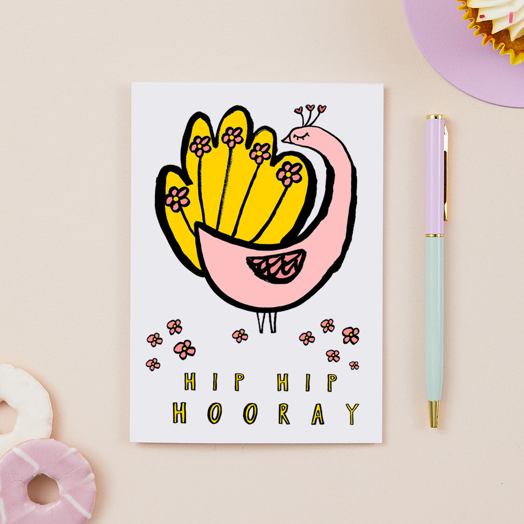 Hip Hip Hooray Peacock Card