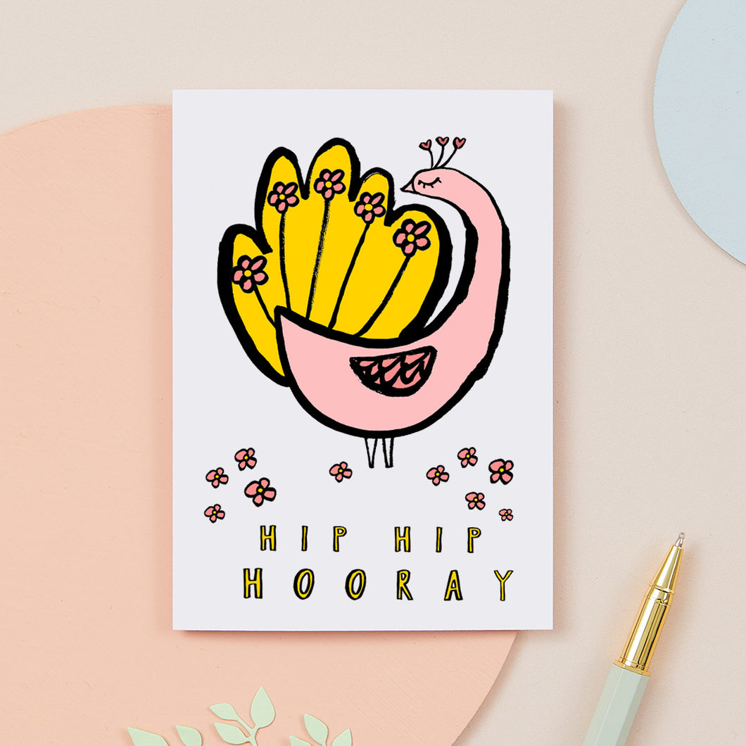 Hip Hip Hooray Peacock Card