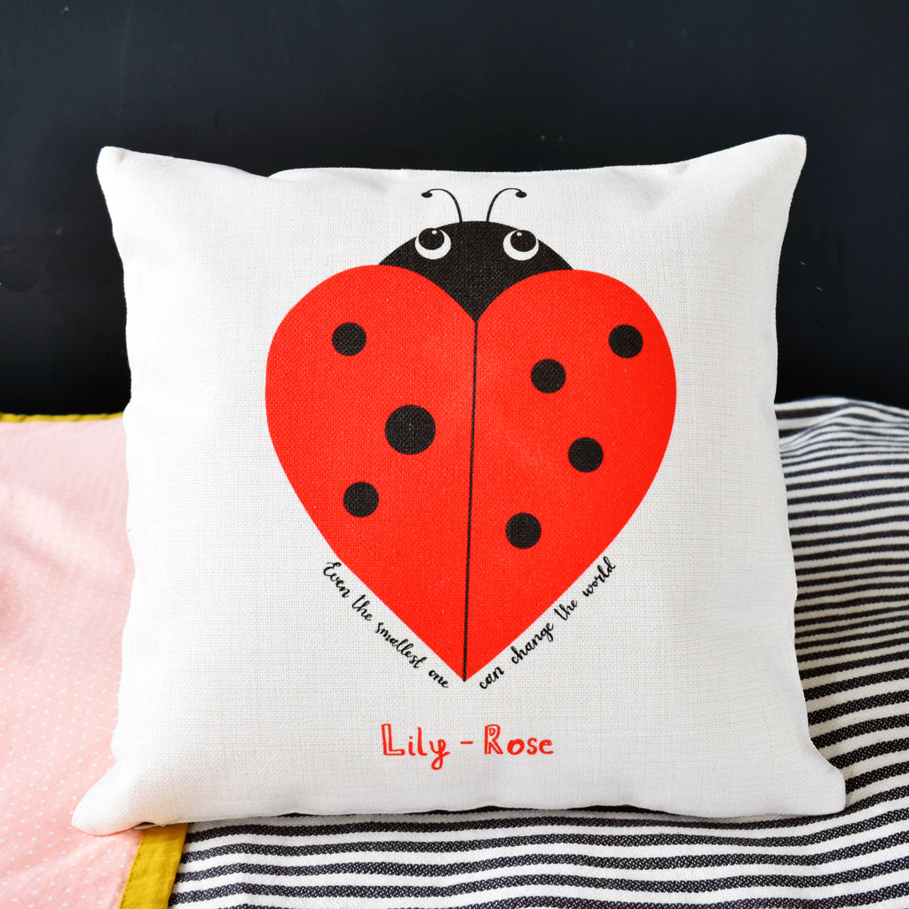 Ladybird Heart Cushion