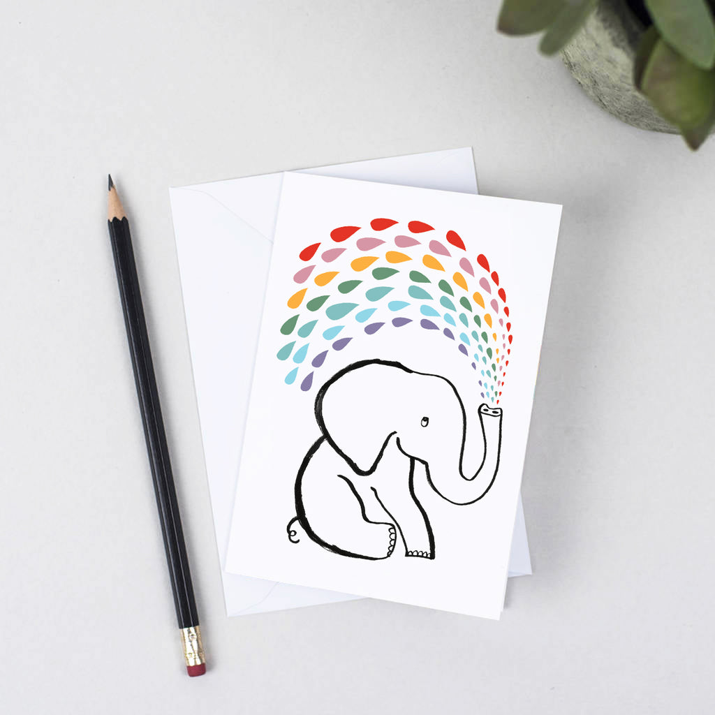 Elephant Rainbow Greeting Card