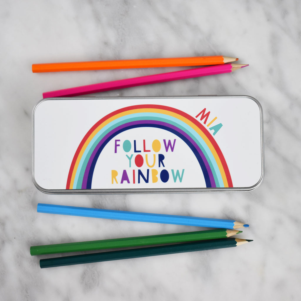 Children's Rainbow Personalised Pencil Case