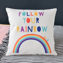 Load image into Gallery viewer, Follow Your Dreams Rainbow Cushion
