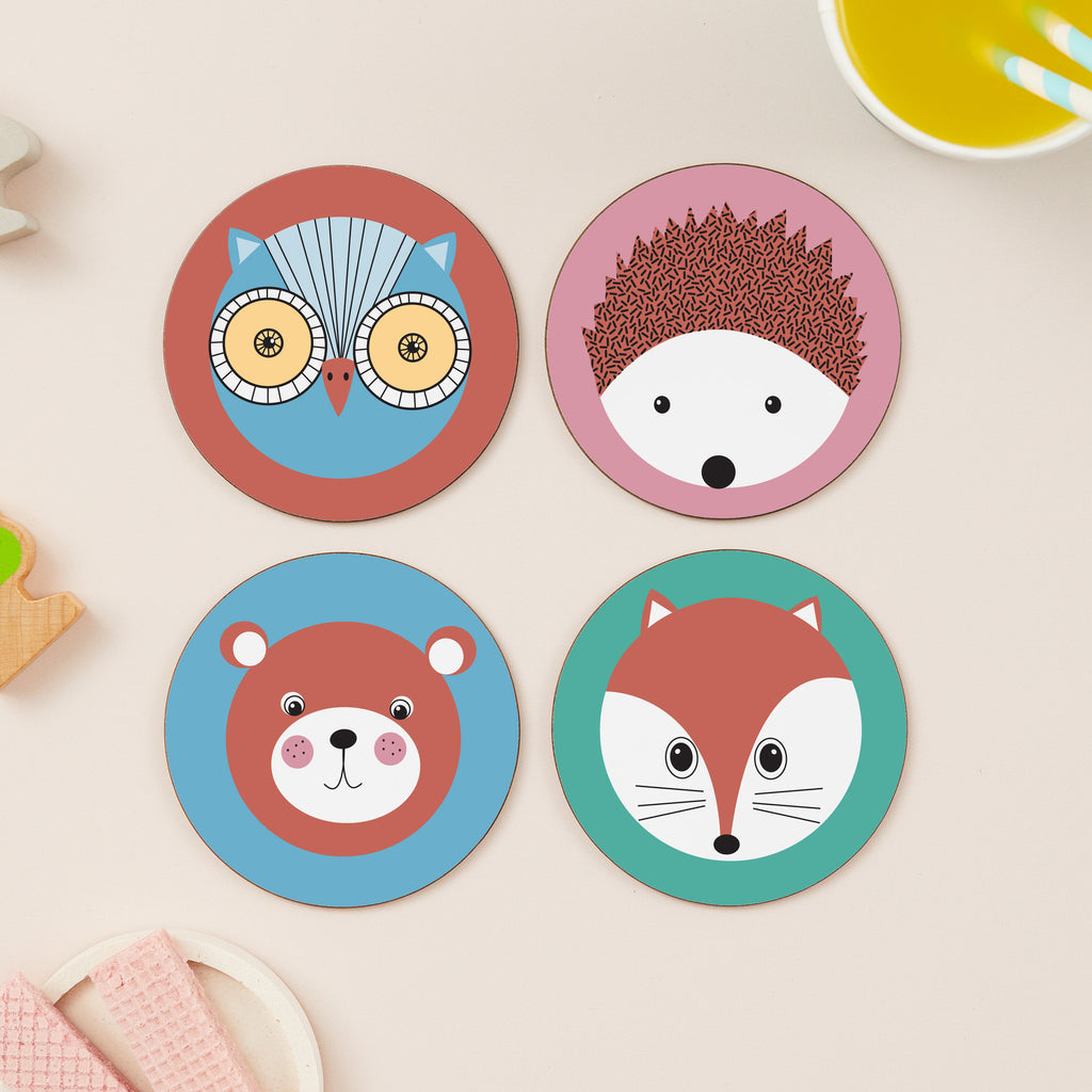 Colourful Woodland Set Of Four Coasters