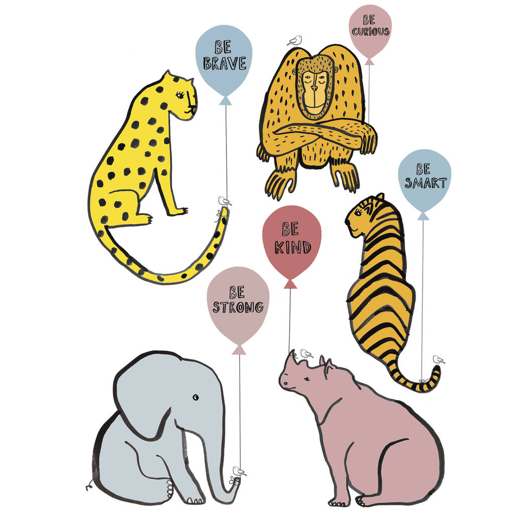 Be Kind Be Brave Be Strong Animals Greeting Card